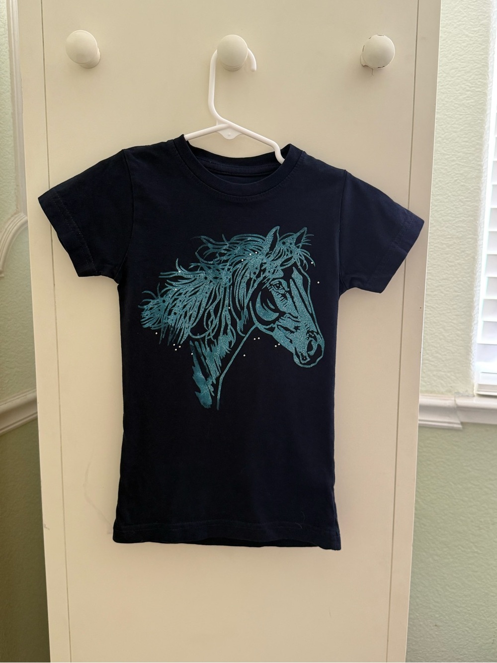 Wrangler Navy Tee with Teal Horse Illustration